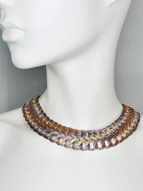 Vintage Braided Wire Statement Choker Necklace Mid Century